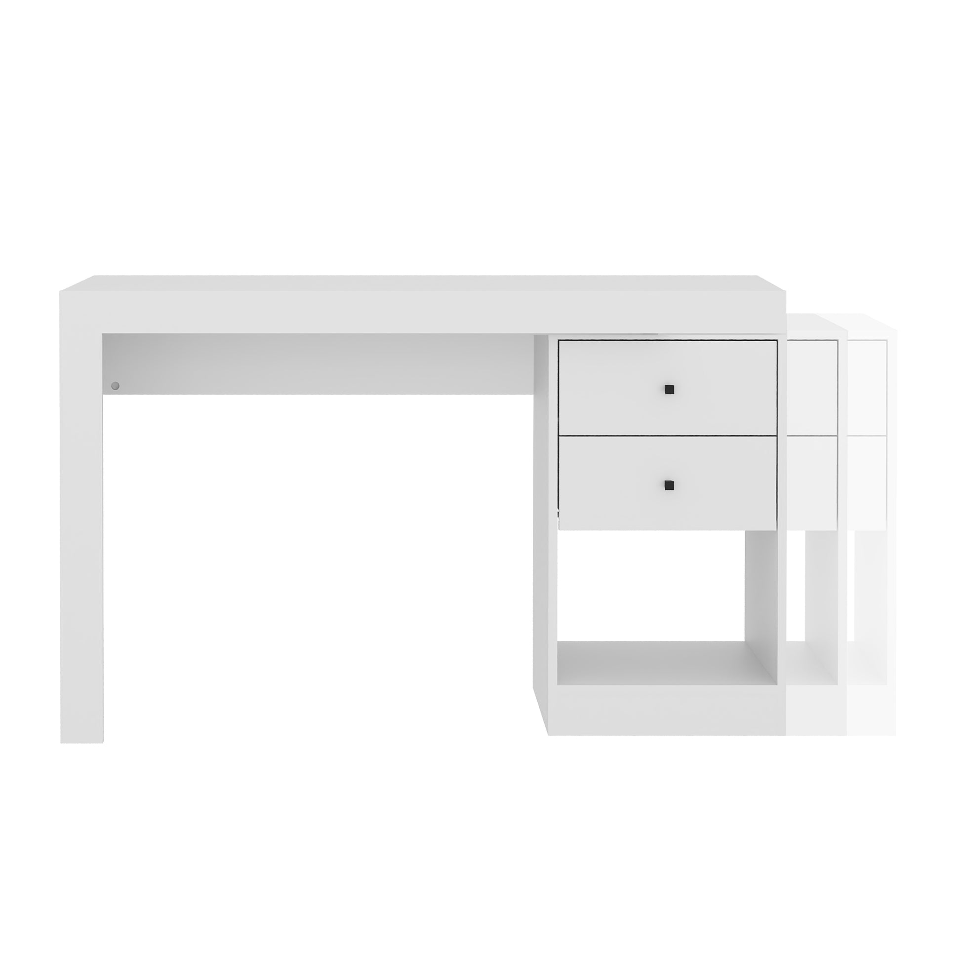 Techni Mobili Expandable Home Office Desk, White White Writting Desk Modern Rectangular Mdf