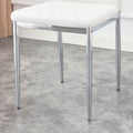 Table And Chair Set.Large Modern Rectangular Table With Brown Glass Top And Silver Metal Legs. Paired With 6 White Chairs With Checkered Armless High Back Pu Cushion And Silver Metal Legs. Silver,White Seats 6 Glass Metal