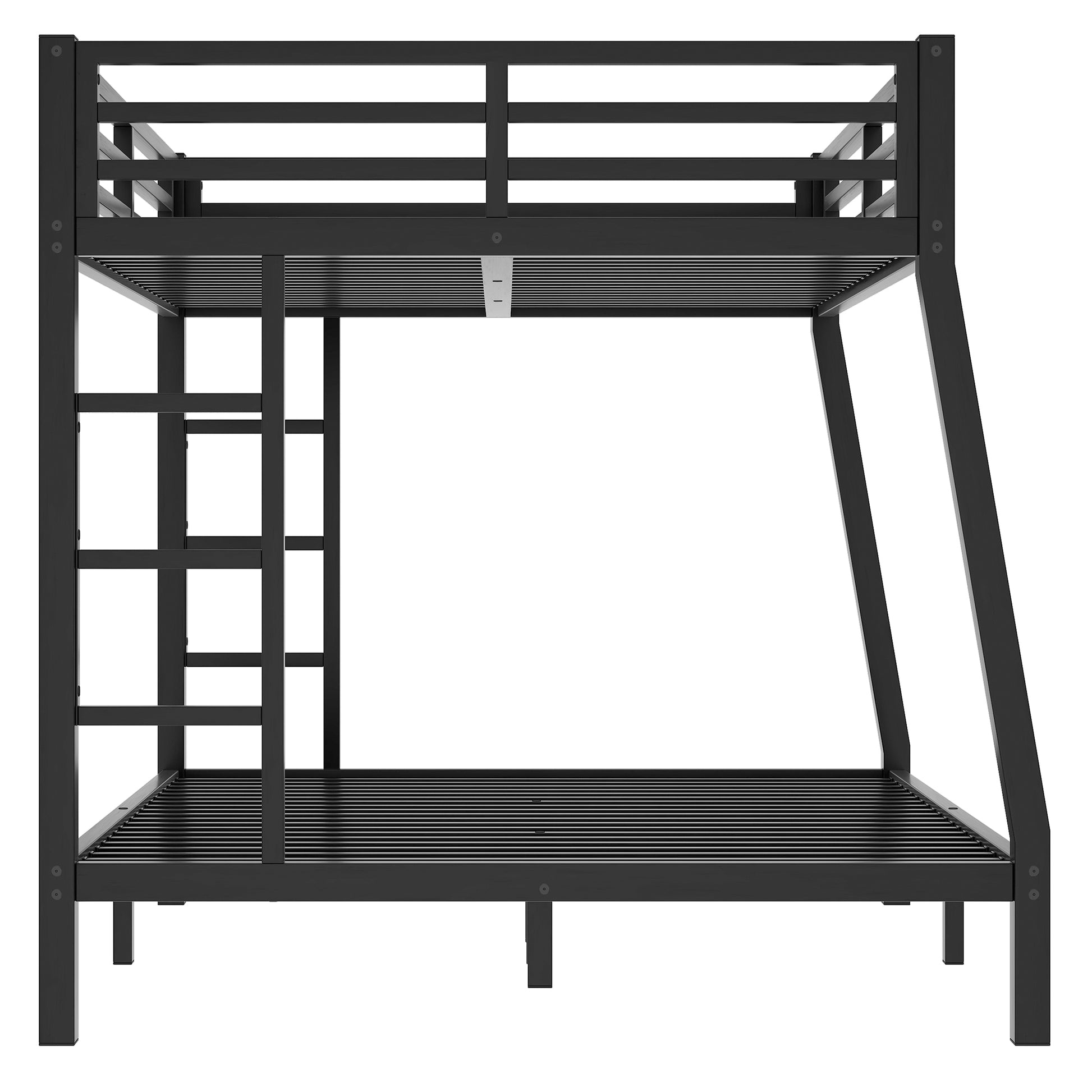 Metal Full Xl Over Queen Bunk Bed For Teens And Adults,Space Saving Noise Reduced No Box Spring Needed,Black Full Xl Black Metal