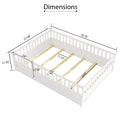 Full Size Floor Bed, Integral Construction With Super High Security Barrier, Door, Children'S Floor Bed Frame, Montessori Wooden Children'S Floor Bed, Support Slat White Box Spring Required Full