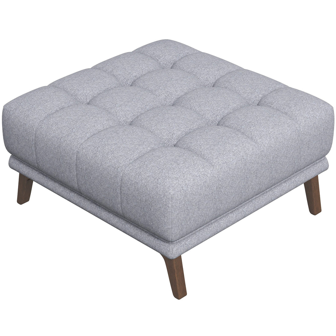 Addison Square Upholstered Ottoman Gray,Light Gray,Wood Brown Linen Wood Backless Solid Grey Mid Century Modern Square Armless Tufted Linen,Solid Wood