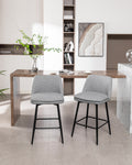 Counter Height Swivel Bar Stools Set Of 2, 360 Swivel Upholstered Barstools With Back And Metal Legs, 25.6