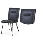 Leather Upholstered Metal Chair With Hairpin Style Legs Set Of 2, Black Black Metal
