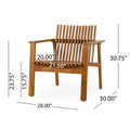 Outdoor Acacia Wood Slatted Club Chairs, Set Of 2, Teak Finish, Acacia Wood, 30