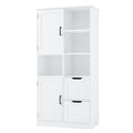 Bathroom Storage Cabinet With Doors And Drawers, Multiple Storage Space, Freestanding Style, Open Shelve, Adjustable Shelf, White White Mdf