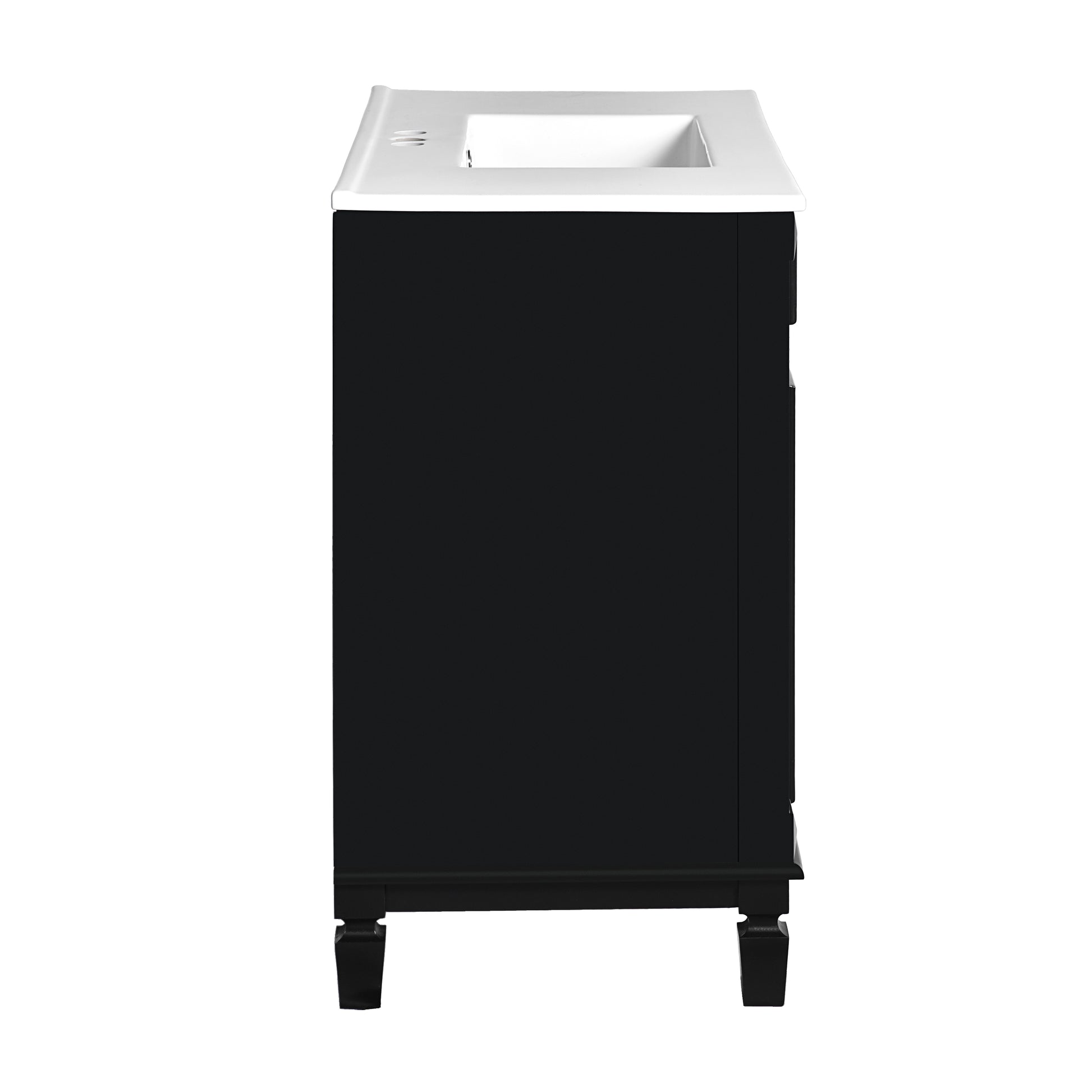 36'' Bathroom Vanity With Top Sink, Modern Bathroom Storage Cabinet With 2 Soft Closing Doors And 2 Drawers, Single Sink Bathroom Vanity Black Bathroom Modern Mdf Ceramic,Solid Wood Mdf