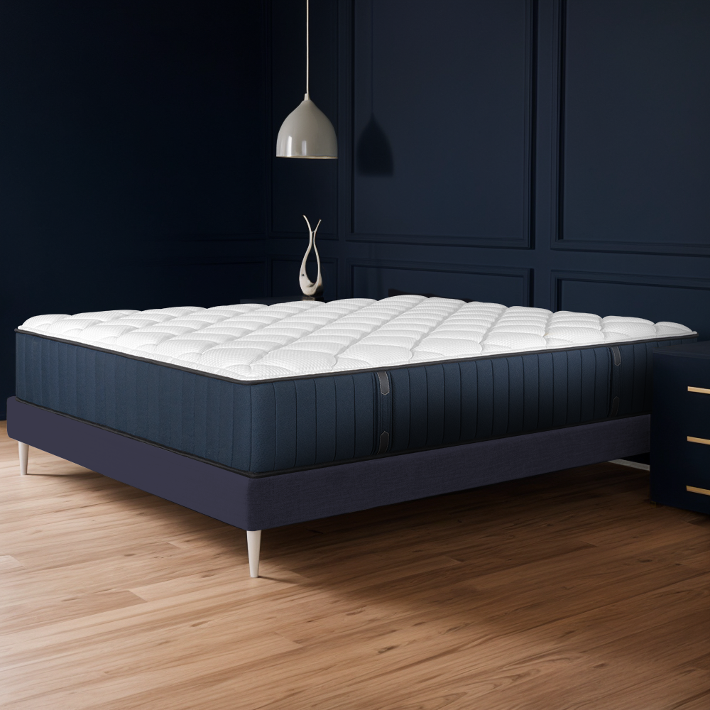 Twin Xl Size Serenity 12" Medium Tight Top Cooling Gel Memory Edge Support Pocket Spring Premium Hybrid Mattress White Black Blue Polyester Foam Spring Twin Xl