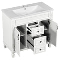 36'' Bathroom Vanity With Top Sink, Modern Bathroom Storage Cabinet With 2 Soft Closing Doors And 2 Drawers, Single Sink Bathroom Vanity White Mdf