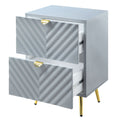 Grey High Gloss 2 Drawer Nightstand Grey 2 Drawers Bedroom Rectangle Glam Drawers Wood Metal