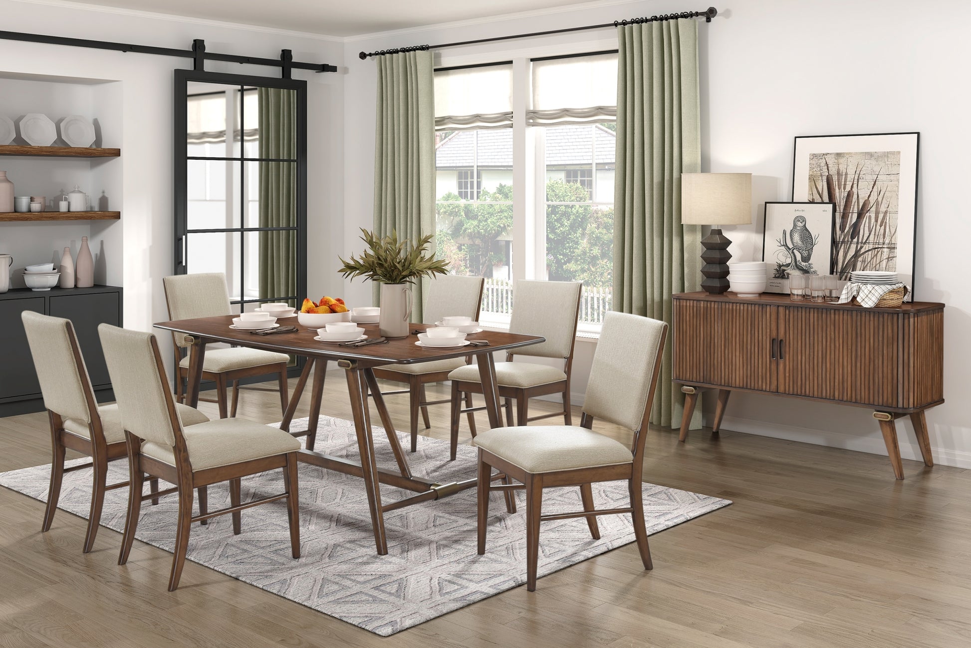 Modern Design 5pc Dining Set Table and 4x Side Chairs brown mix-seats 4-dining room-modern-dining table