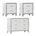 3 Pieces Sets,Dresser And Two Nightstands With Metal Handles And Mirror Decoration, Elegant And Subtle,White White 3 Piece Set Mdf