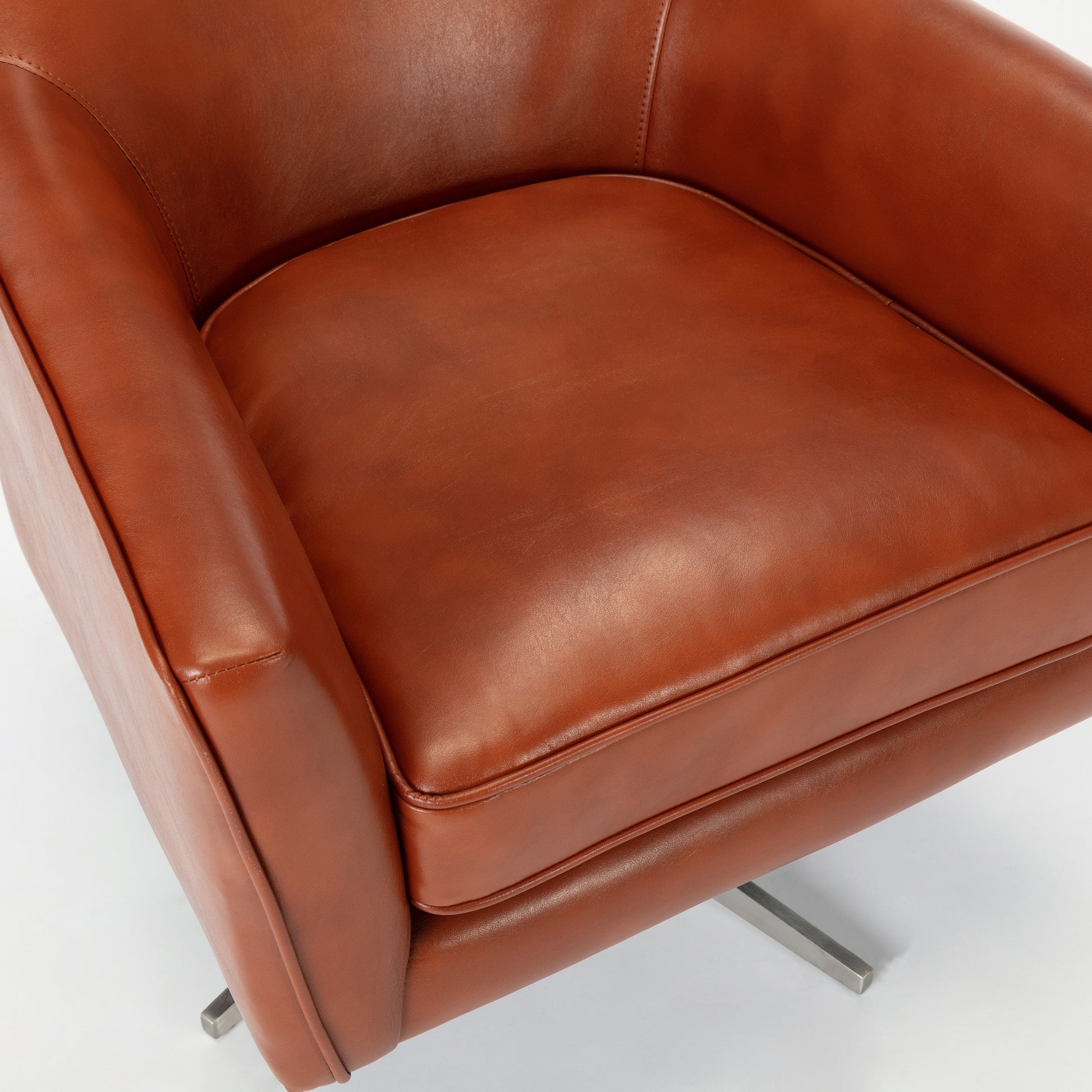 Paulina Caramel Leather Gel Swivel Armchair Caramel Foam Faux Leather