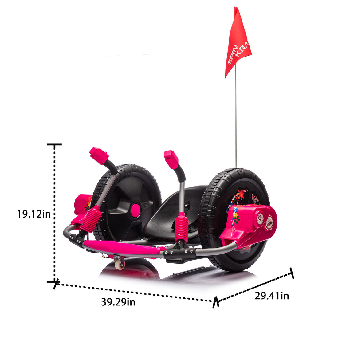 12V Kids Ride On Electric Toy,2Wd,16'' Exaggerated Wheel,Dual Handle Control For 360 Degree Flexible Steering And Rotation,Solid Metal Frame,Provide A Speed Of 4.66 Mph For Kids Aged 6 . Pink 50 99 Lbs Polypropylene