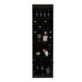 Kava Bar Cabinet, Concealable Serving Tray, Sixteen Built In Wine Rack, One Shelf, Double Door Black Black Particle Board Particle Board