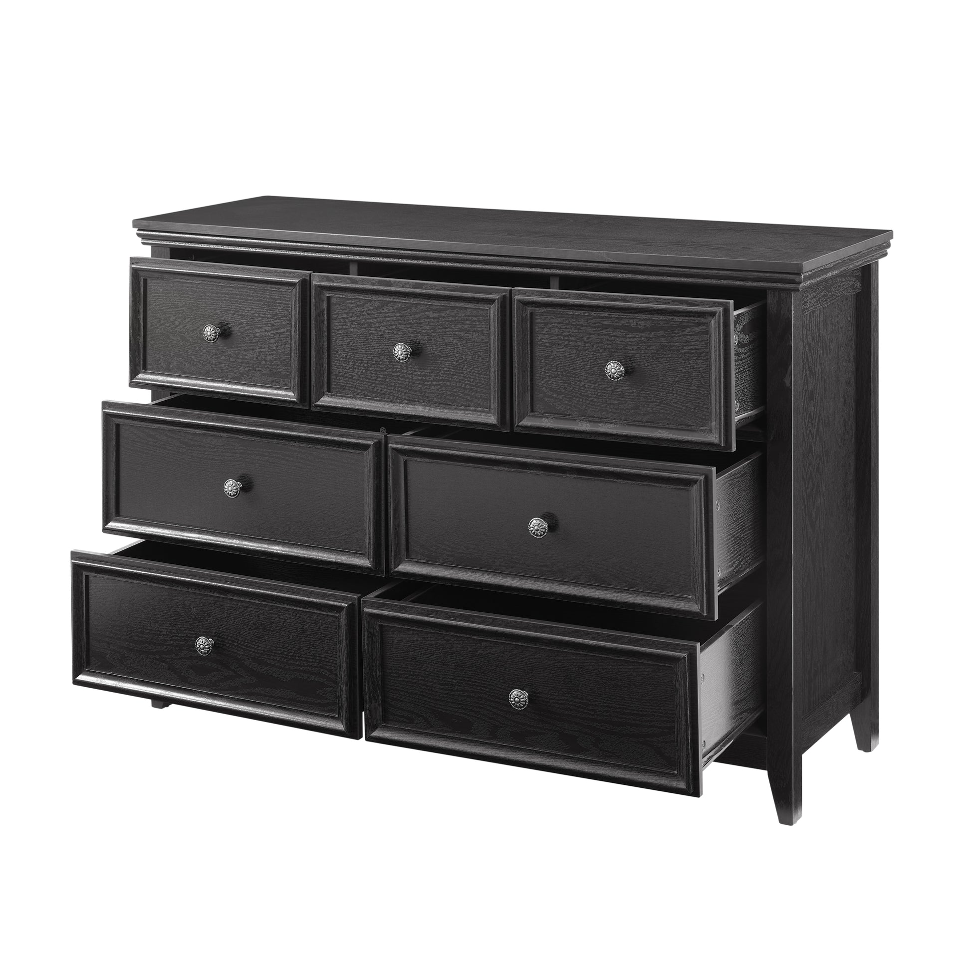 Modern 7 Drawers Dresser 7 Drawers Cabinet,Chest Of Drawers Closet Organizers And Storage Clothes Storage Drawers Cabinet For Living Room, Farmhouse Dresser Organizer Black Black Mdf