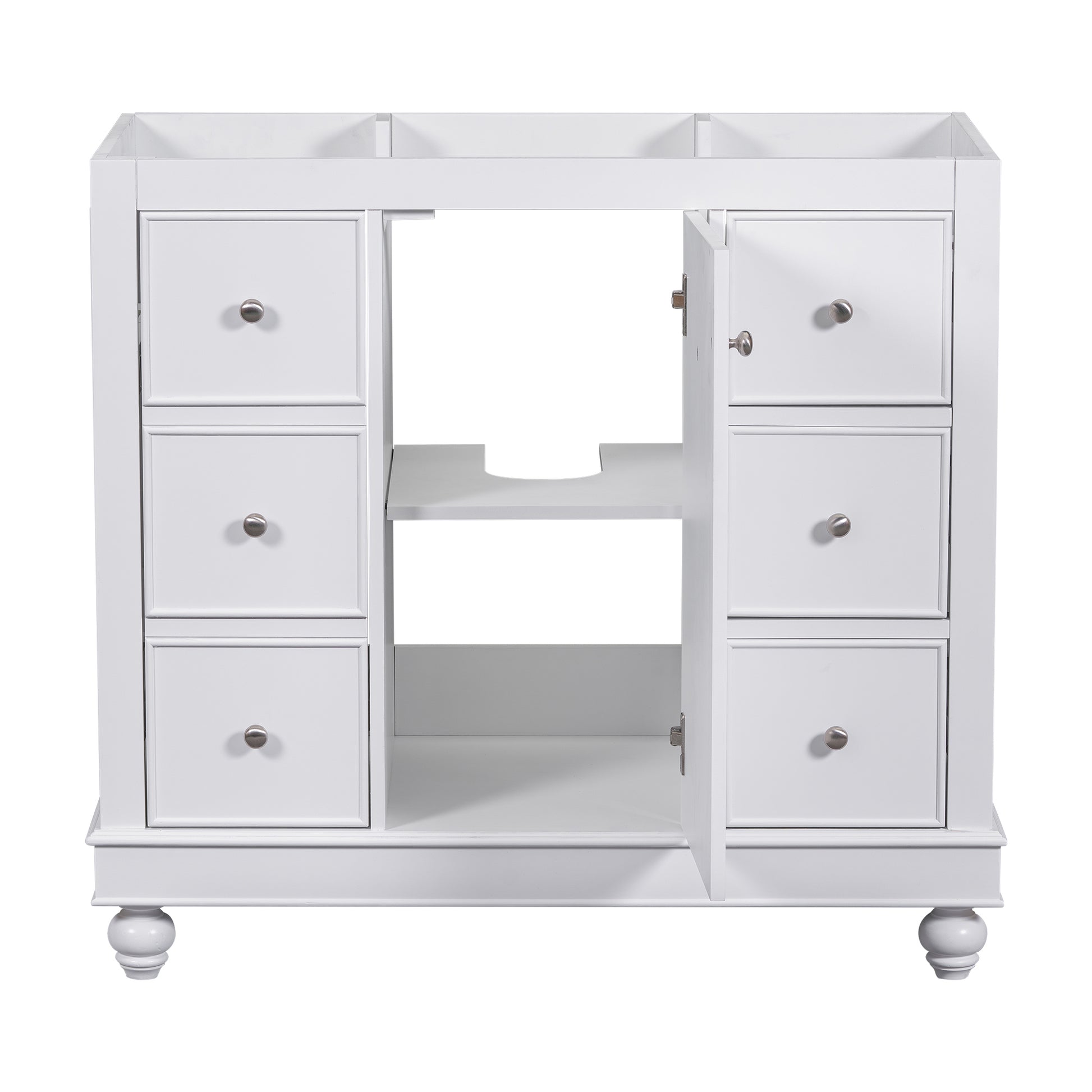 Cabinet Only 36" White Bathroom Vanity Sink Not Included White Solid Wood Mdf Resin