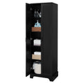 Storage Cabinet With Two Doors For Bathroom, Office, Adjustable Shelf, Mdf Board, Black Black Mdf