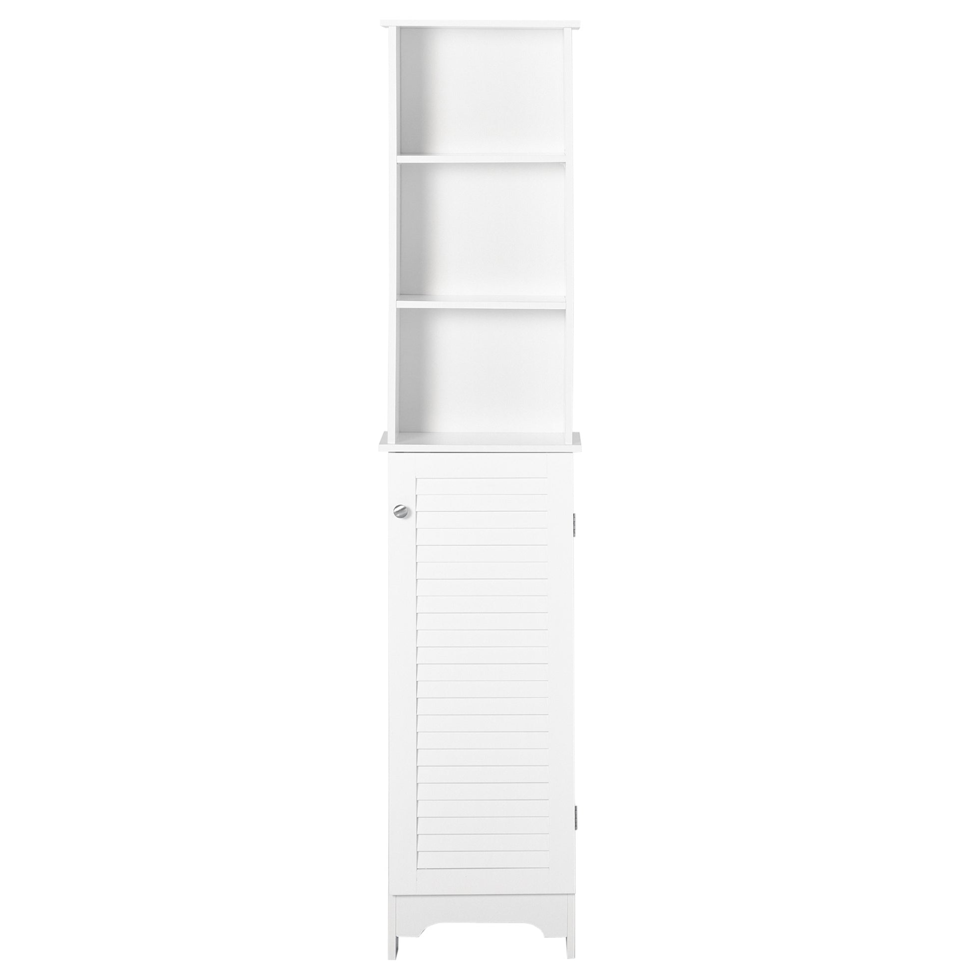 Homcom Tall Bathroom Storage Cabinet Freestanding Linen Tower With 3 Tier Open Adjustable Shelf, White White Mdf