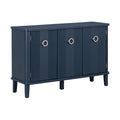 Simple And Atmospheric Solid Wood Veneer Fraxinus Mandschuric Cabinet With Three Acacia Solid Doors,Adjustable, Suitable For Study, Corridors,And Entrances. Navy Blue Mdf