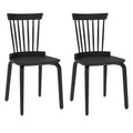 Solid Wood Slat Back Windsor Chair Set Of 2 Black Plywood