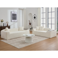 Arrived 2 Piece Boucle Cloud Sofa Set, Upholstered Sofa Set, Modern 3 Seater And 2 Seater Sofa With Mdf End Table For Living Room ,Apartment,3 2 Couch,Boucle,Beige Beige Polyester Primary Living Space Soft Tight Back Modern Square Arms Foam Upholstered 5