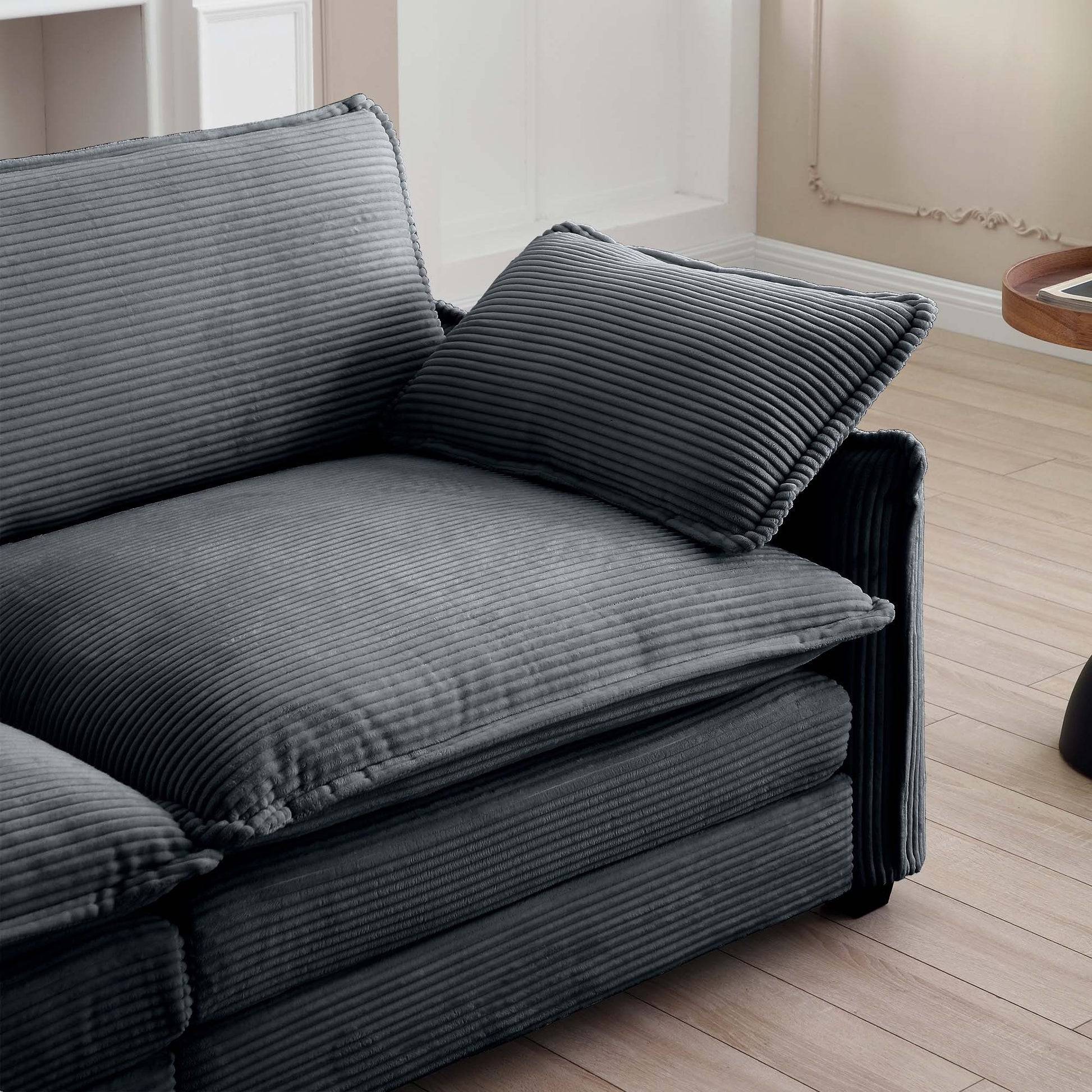Luxurious And Sophisticated Sofa Set With Soft Cushions And Pillows, Sofa Set For Living Rooms And Clubs As Well As Home Theaters, Consisting Of Two Single Sofas And A 2 Seaters Sofas Ingrey Corduroy Grey Corduroy 4 Seat