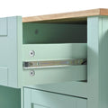 Kitchen Cart With Rubber Wood Drop Leaf Countertop ,Cabinet Door Internal Storage Racks,Kitchen Island On 5 Wheels With Storage Cabinet And 3 Drawers For Dinning Room, Mint Green Mint Green Kitchen American Design,American Traditional,Antique Rectangular