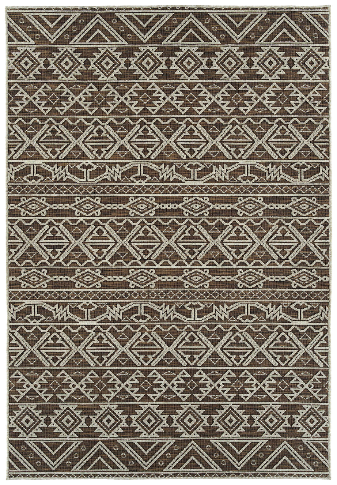 Contemporary, Transitional, Geometric, Textured, High Low Cut & Loop 2' X 3' Rectangle Throw Rug Chocolate Polypropylene