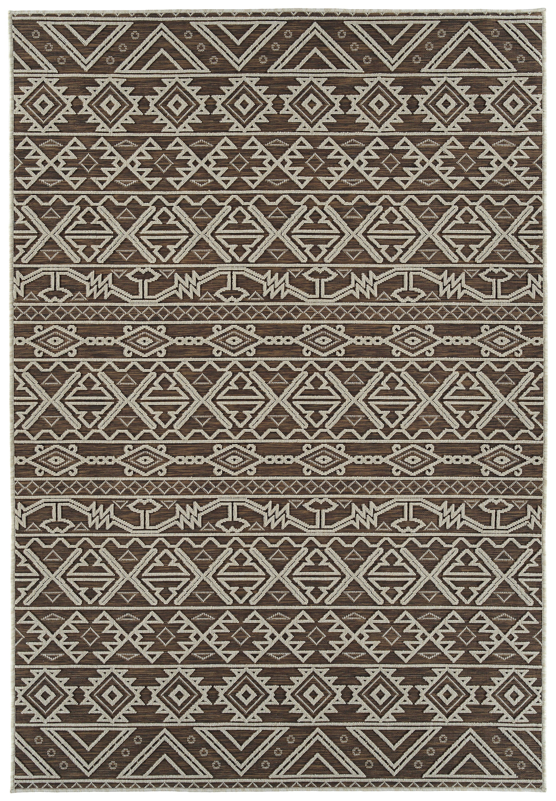 Contemporary, Transitional, Geometric, Textured, High Low Cut & Loop 2' X 3' Rectangle Throw Rug Chocolate Polypropylene