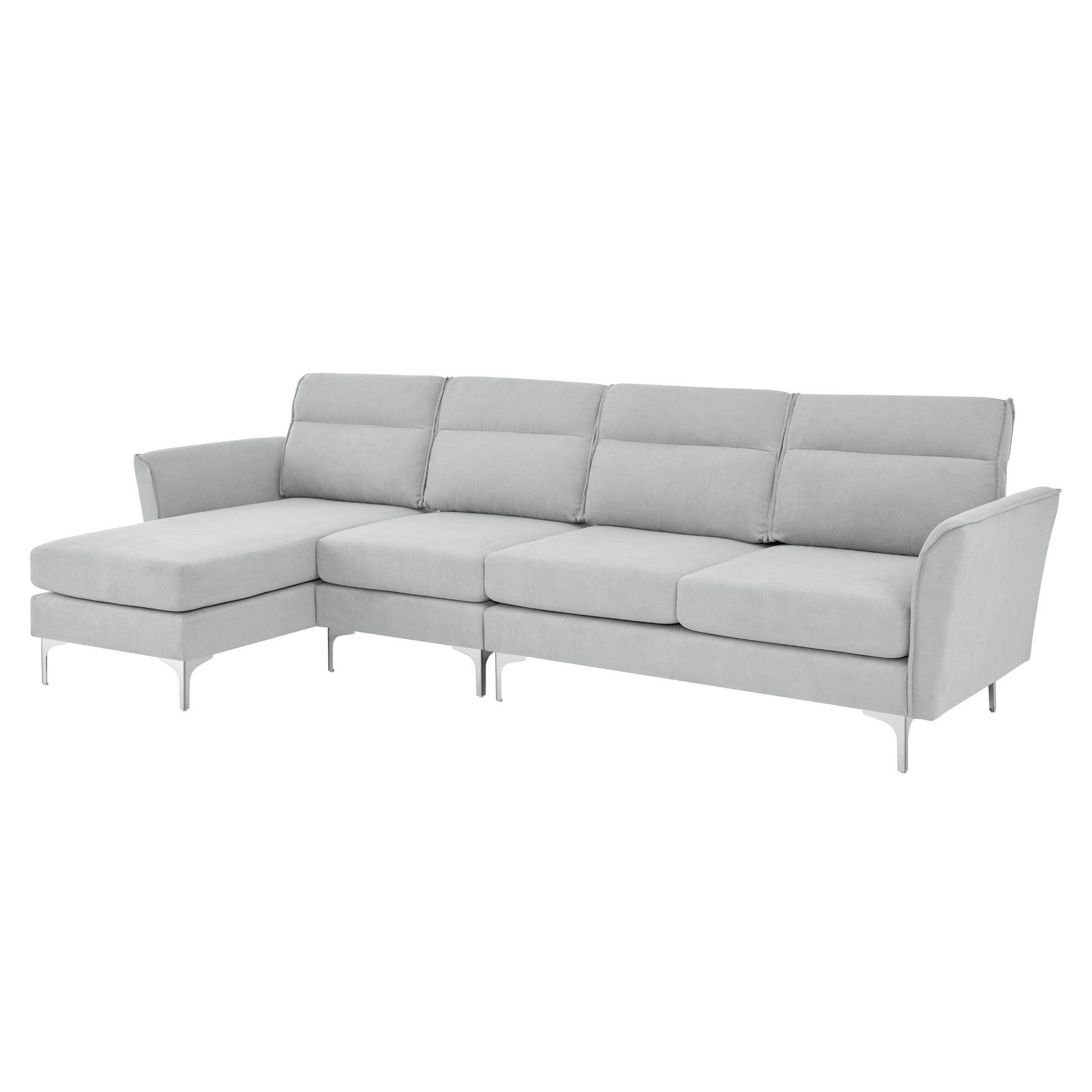 Modern Sofa 3 Seat Couch With Stainless Steel Trim And Metal Legs For Living Room,Gray Gray Foam 3 Seat