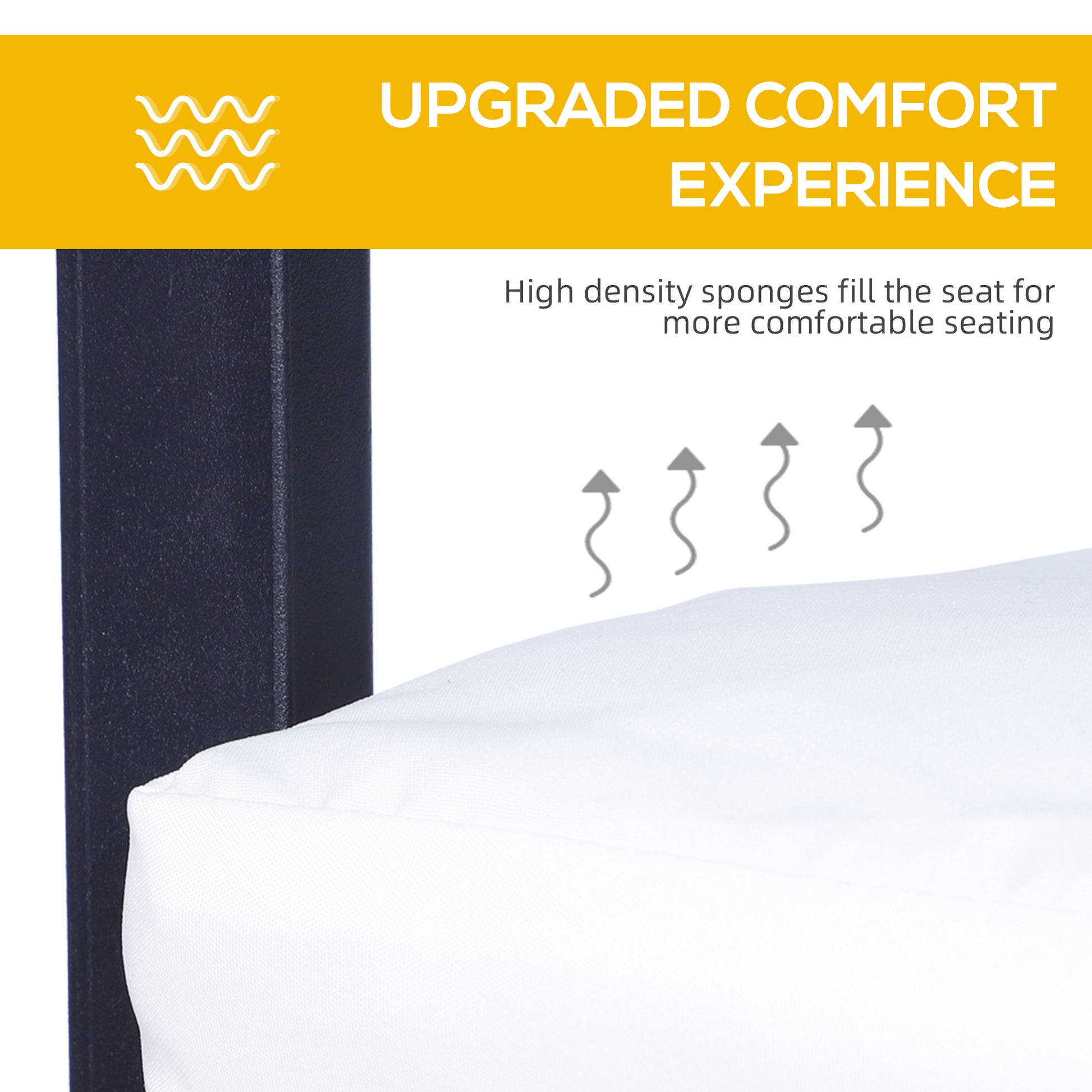 Outsunny 3Pcs Patio Bar Set With Soft Cushion, Rattan Wicker Outdoor Furniture Set For Backyards, Lawn, Deck, Poolside Black Steel