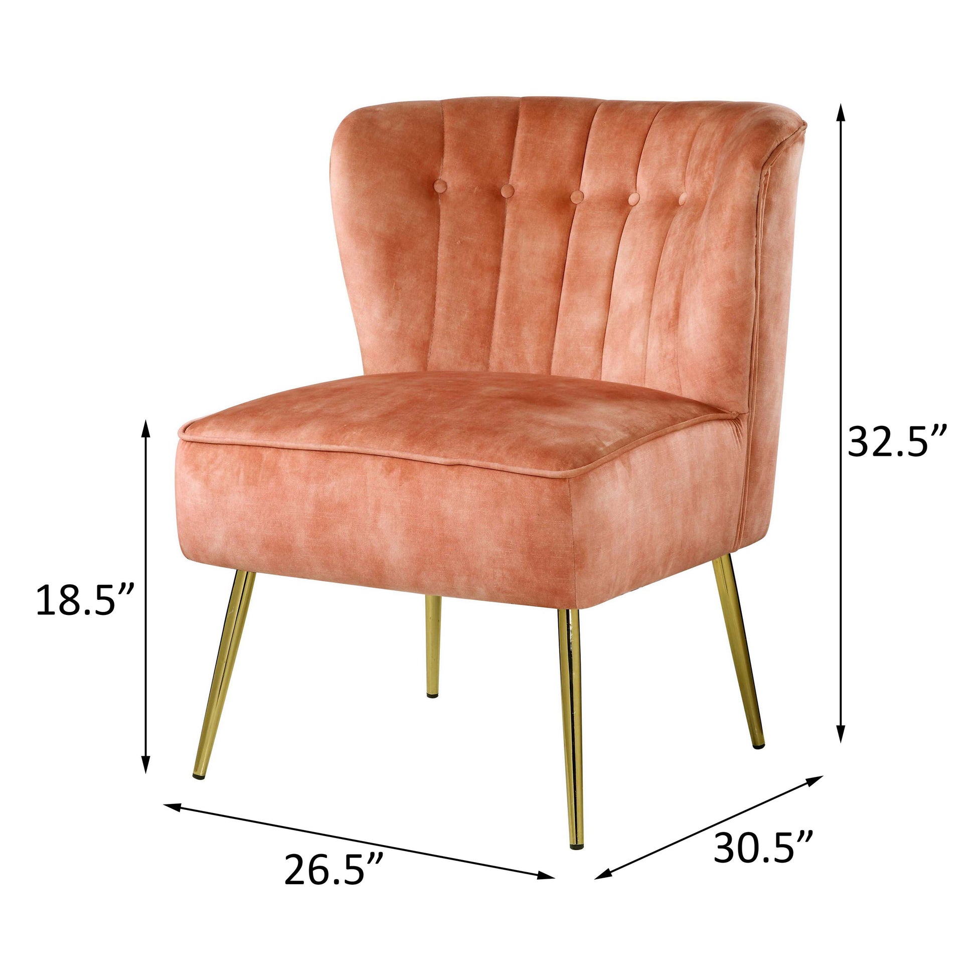 Burnt Orange Tufted Wingback Accent Chair Orange Primary Living Space Modern Velvet