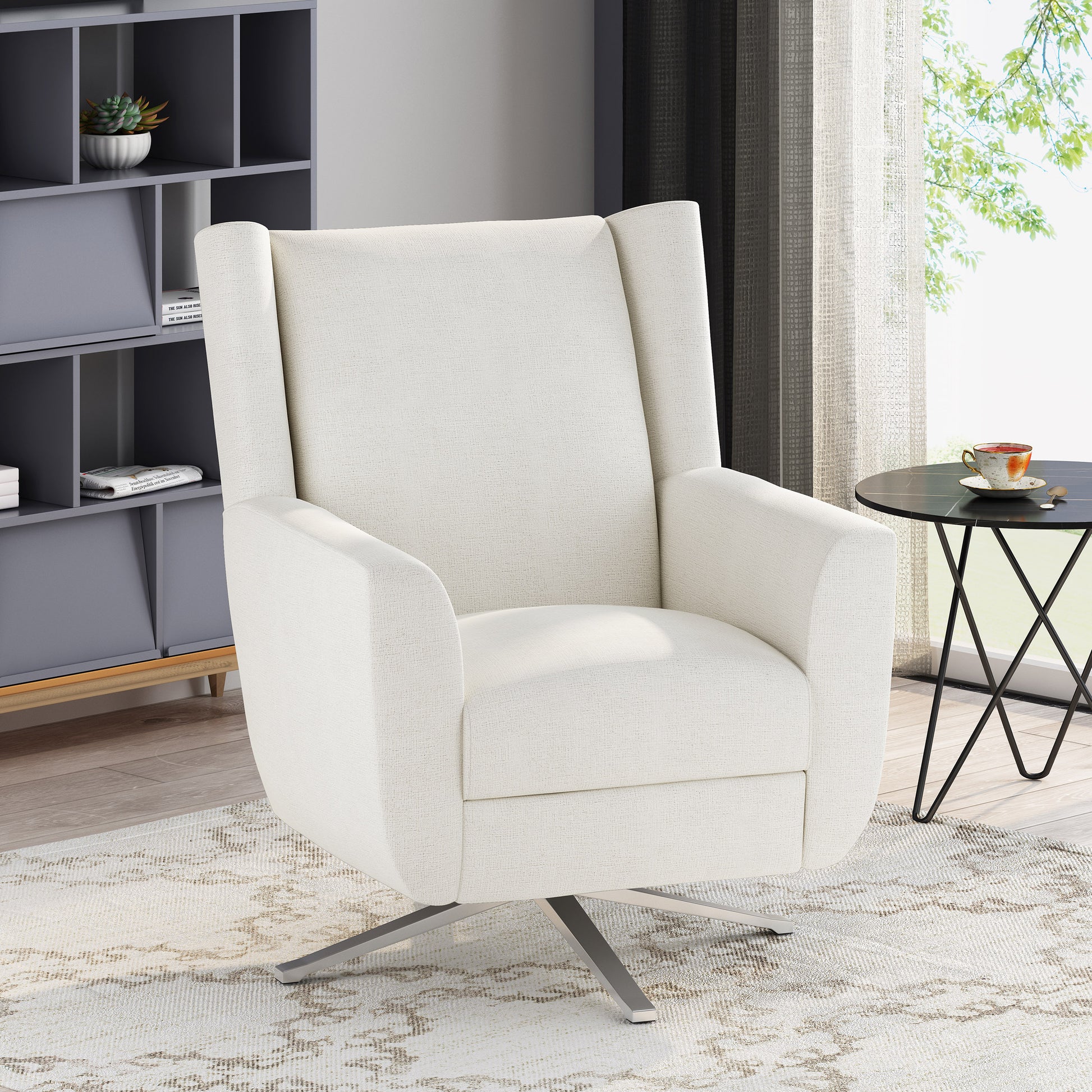 Swivel Chair Ivory Fabric