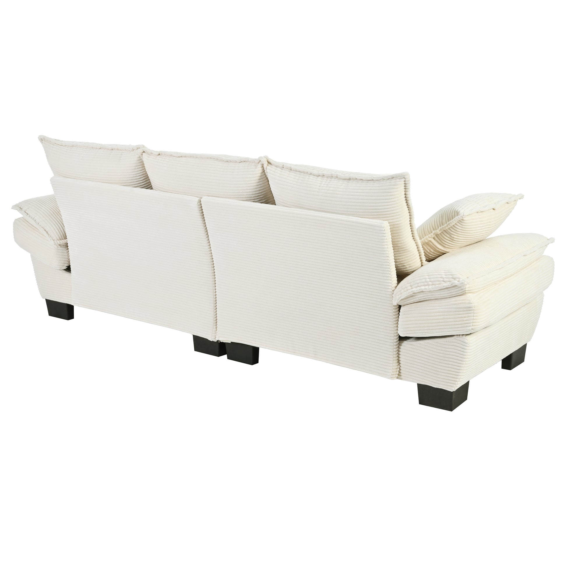 85.4" Modern Curved Sofa, Back Upholstered Couch With 2 Decorative Throw Pillows, Corduroy Fabric Couch For Living Room, Bedroomapartment Beige Corduroy 2 Seat