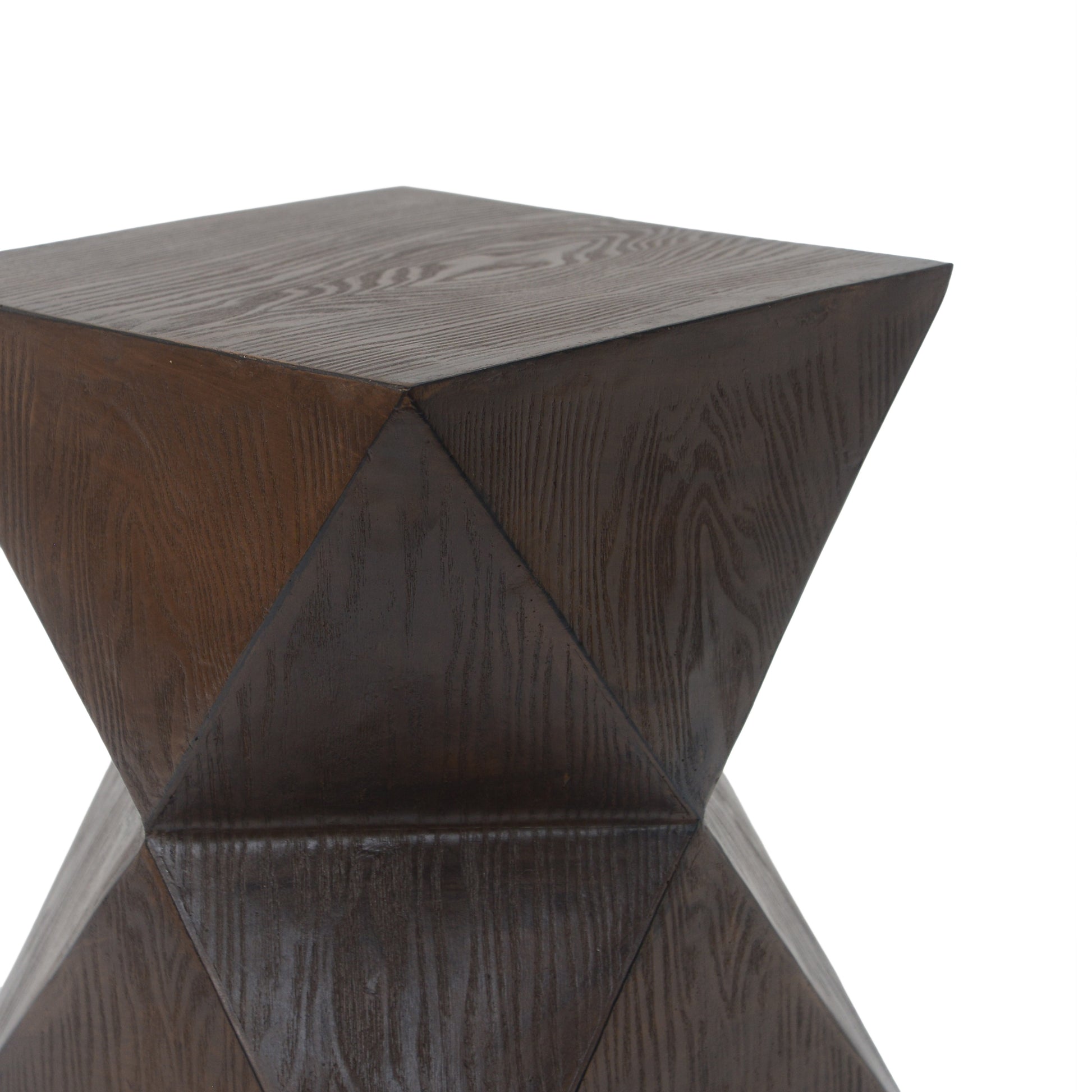 Prismatic Wooden Grain Symmetric Side Table Natural Concrete