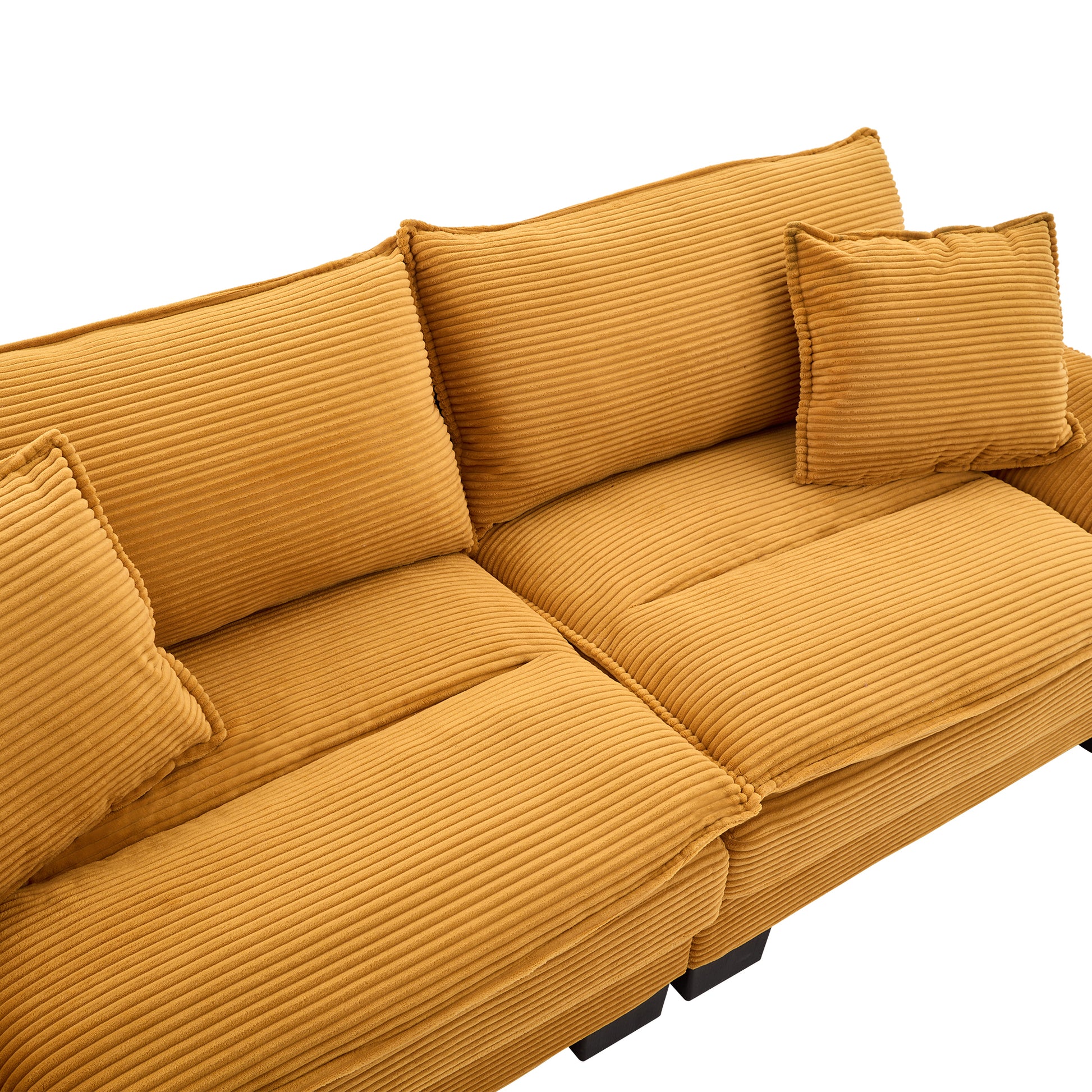 Corduroy Sofa Sleeper Couch Loveseat Sofa With Pillows Comfy Upholstered Deep Seat Sofa For Bedroom,Living Room,Apartment,Office,Dorm Yellow Corduroy Yellow Foam Upholstered 2 Seat