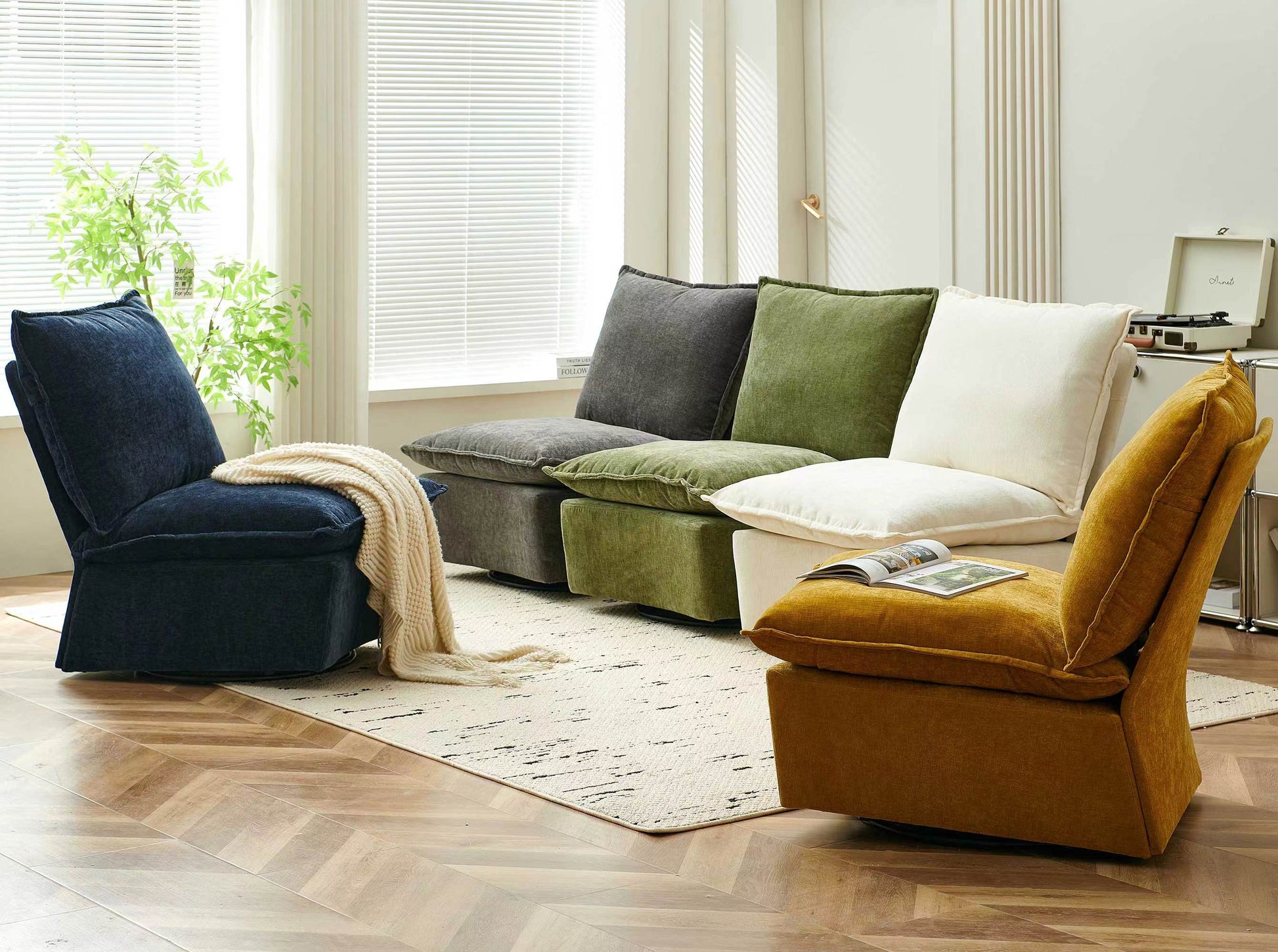 Detachable Dark Grey Chenille Single 360 Swivel Rocking Rocker,360 Swivel Sofa Chair & Single Sofa Lounge, Comfortable Seating For Living Room & Bedroom,Dark Gray Sofa 1Pc Dark Gray Primary Living Space Modern Foam Chenille