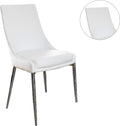 Contemporary Style Set Of 2Pcs Dining Chairs Whitesilver Finish Metal Legs Side Chair Dining Room Furniture White Dining Room Contemporary,Modern Dining Chairs Solid Back Set Of 2 Faux Leather,Metal