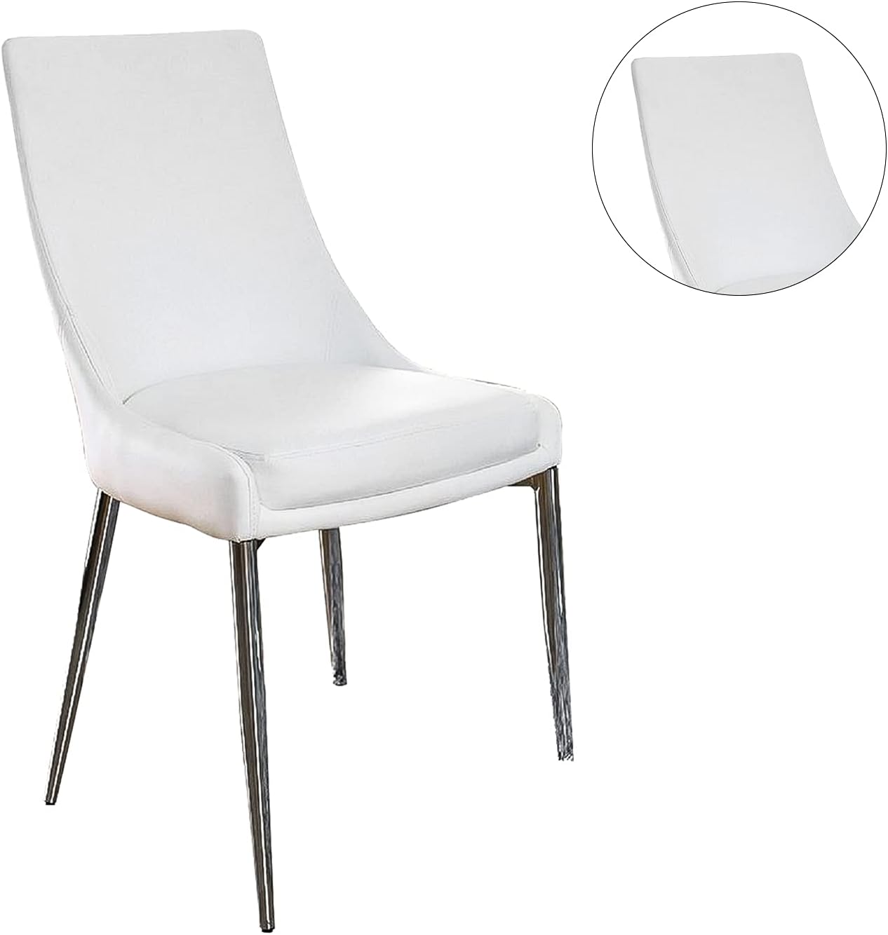 Contemporary Style Set Of 2Pcs Dining Chairs Whitesilver Finish Metal Legs Side Chair Dining Room Furniture White Dining Room Contemporary,Modern Dining Chairs Solid Back Set Of 2 Faux Leather,Metal