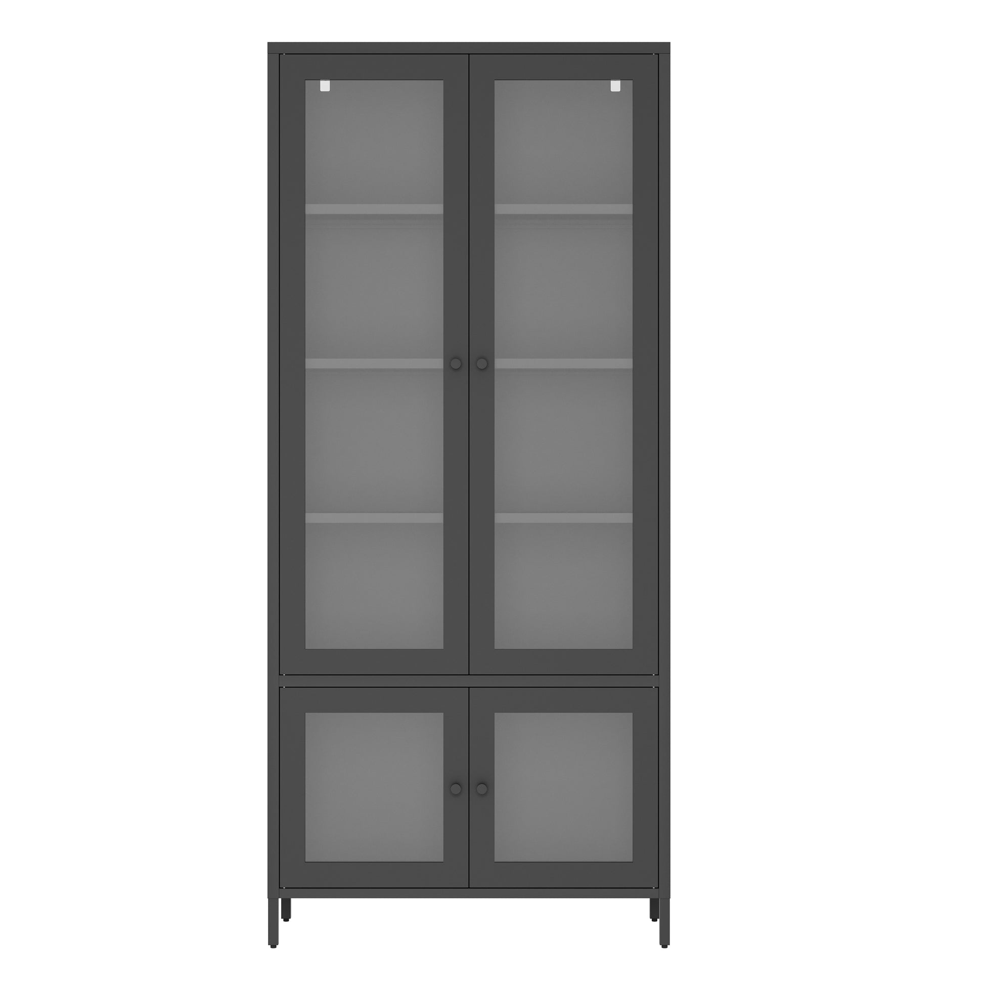 Large Metal Storage Cabinet Display Cabinet With 4 Glass Doors 5 Shelves Side Cabinet Bookcase Freestanding Cabinet For Bedroom Living Room Pantry Home Office Black, Reinforced Tempered Glass Freestanding 5 Or More Shelves Black Primary Living Space