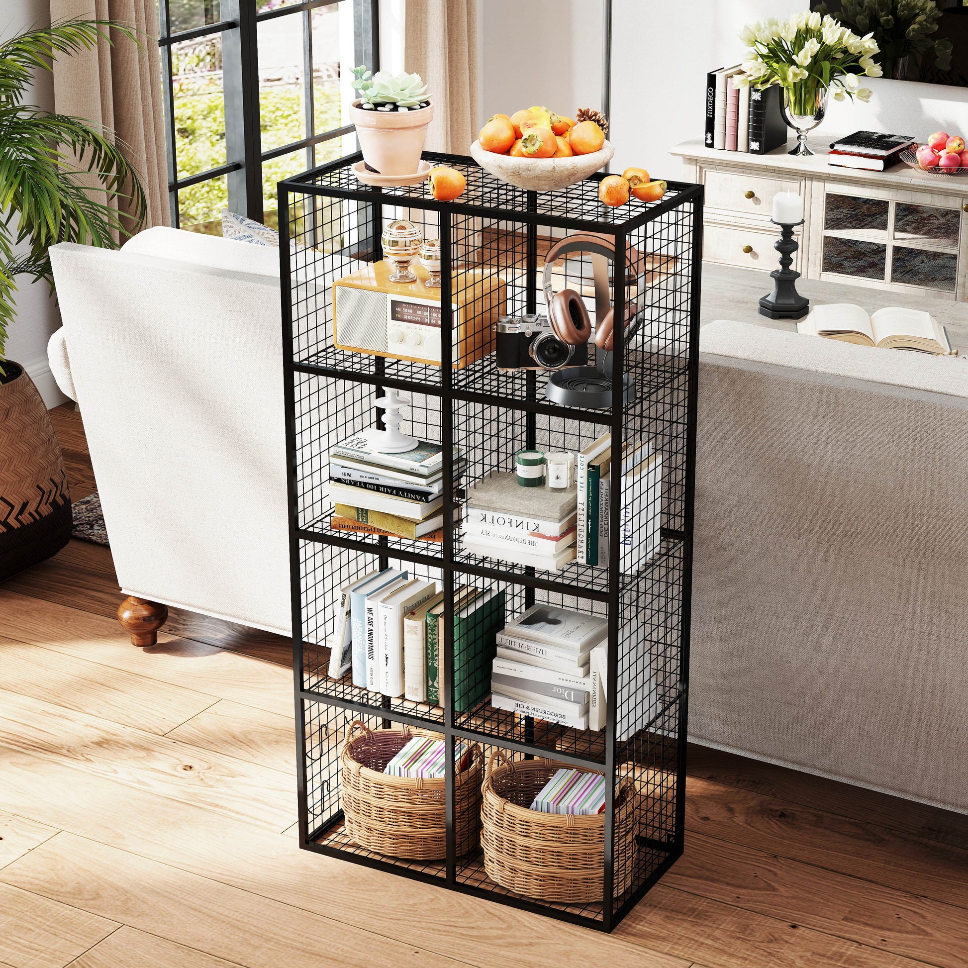 Wire Storage Cube, 8 Cube Metal Storage Organizerdisplay Modular Bookshelf Shelf, Closet Cabinet For Bedroom, Office, Black Black Iron