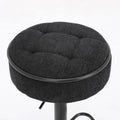 Round Storage Bar Stool Set Of 2, Black Linen Height Adjustable Barstool, 360 Counter Height Swivel Stool, Armless Bar Chair With Metal Frame For Kitchen Counter Dining Living Room Black Set Of 2 Foam Linen