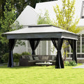 Outsunny 11' X 11' Pop Up Canopy, Outdoor Patio Gazebo Shelter With Removable Zipper Netting, Instant Event Tent W 114 Square Feet Of Shade And Carry Bag For Backyard, Garden, Light Gray Light Grey Metal