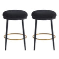 24.75'' Modern Counter Stools Set Of 2,Black Counter Stools With Iron Frame,Sponge Cushion,Footrest,Suitable For Kitchen Bedroom Dining Room Iron Black Kitchen Sponge Round Modern Set Of 2 Fiber