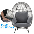 Large Outdoor Egg Chair, Indoor Patio Wicker Basket Chair With Cushion, Rattan Egg Chairs For Bedroom, Outside, Balcony,Grey Grey Pe Rattan Iron