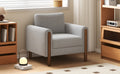 Oversized Accent Chair, Upholstered Living Room Chairs Single Sofa Chair With Walnut Legs, Curved Handrail, Grey Grey Teddy