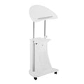 Techni Mobili Sit To Stand Rolling Adjustable Laptop Cart With Storage, White White White Standing Desk Converter Office Modern Manual Floor Mount Rectangular Mdf Steel