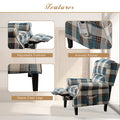 Vintage Armchair Sofa Comfortable Upholstered Leisure Chair Recliner Chair For Living Room Blue Check Blue Fabric 1 Seat