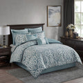 8 Piece Jacquard Comforter Set Aqua Silver King King Aqua Silver Polyester