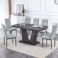 Dining Table Set For 6, 7 Piece Kitchen Table Chairs Set, 1.8